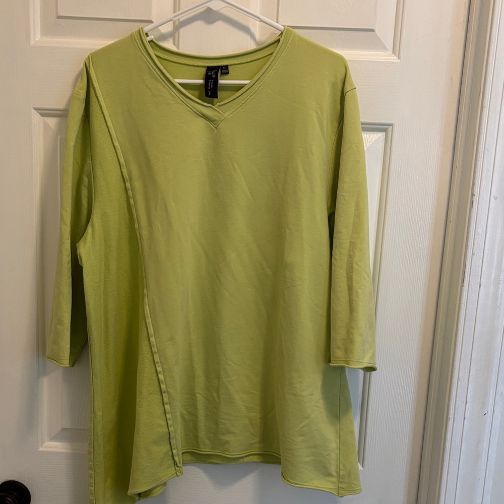 Chic Lime Green Asymmetrical Tunic